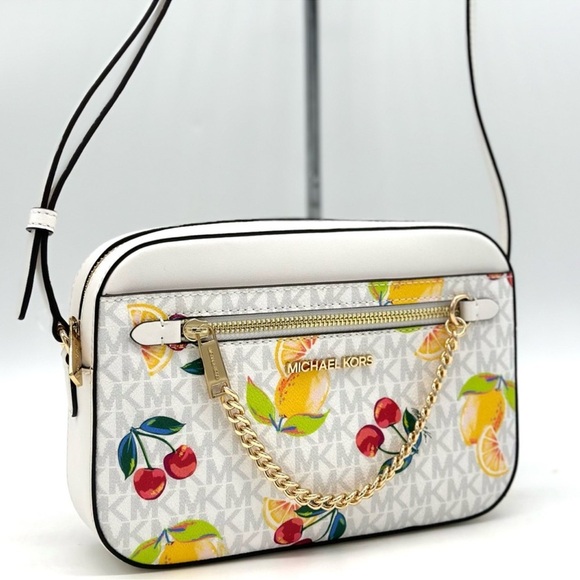 Michael Kors Large EW Zip Chain Xbody Crossbody Bag Optic White - Picture 5 of 12